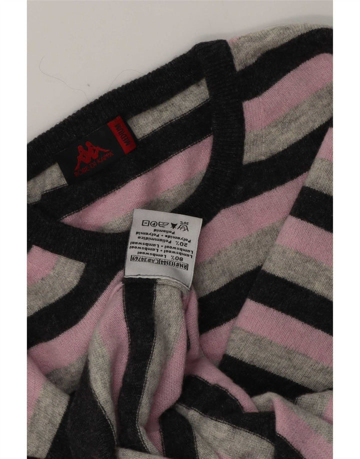 Maglione Kappa da uomo girocollo in lana d'agnello a righe rosa medio