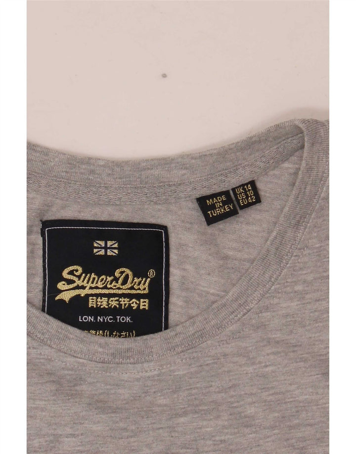 T-shirt grafica da donna Superdry Top UK 14 grande grigia