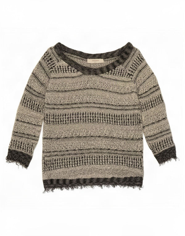 Maglione Zara da donna con scollo a barca UK 14 a righe grandi grigie
