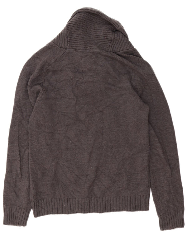 Maglione da uomo G-Star con collo a scialle in lana d'agnello grigio medio