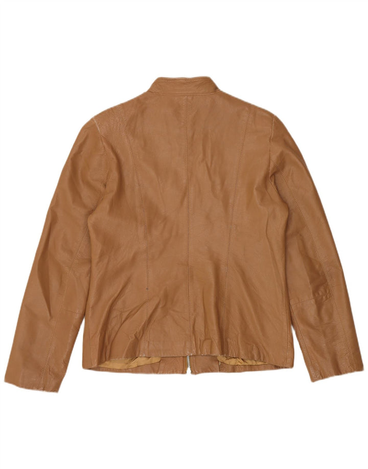 Giacca in pelle vintage da donna IT 48 XL in pelle beige