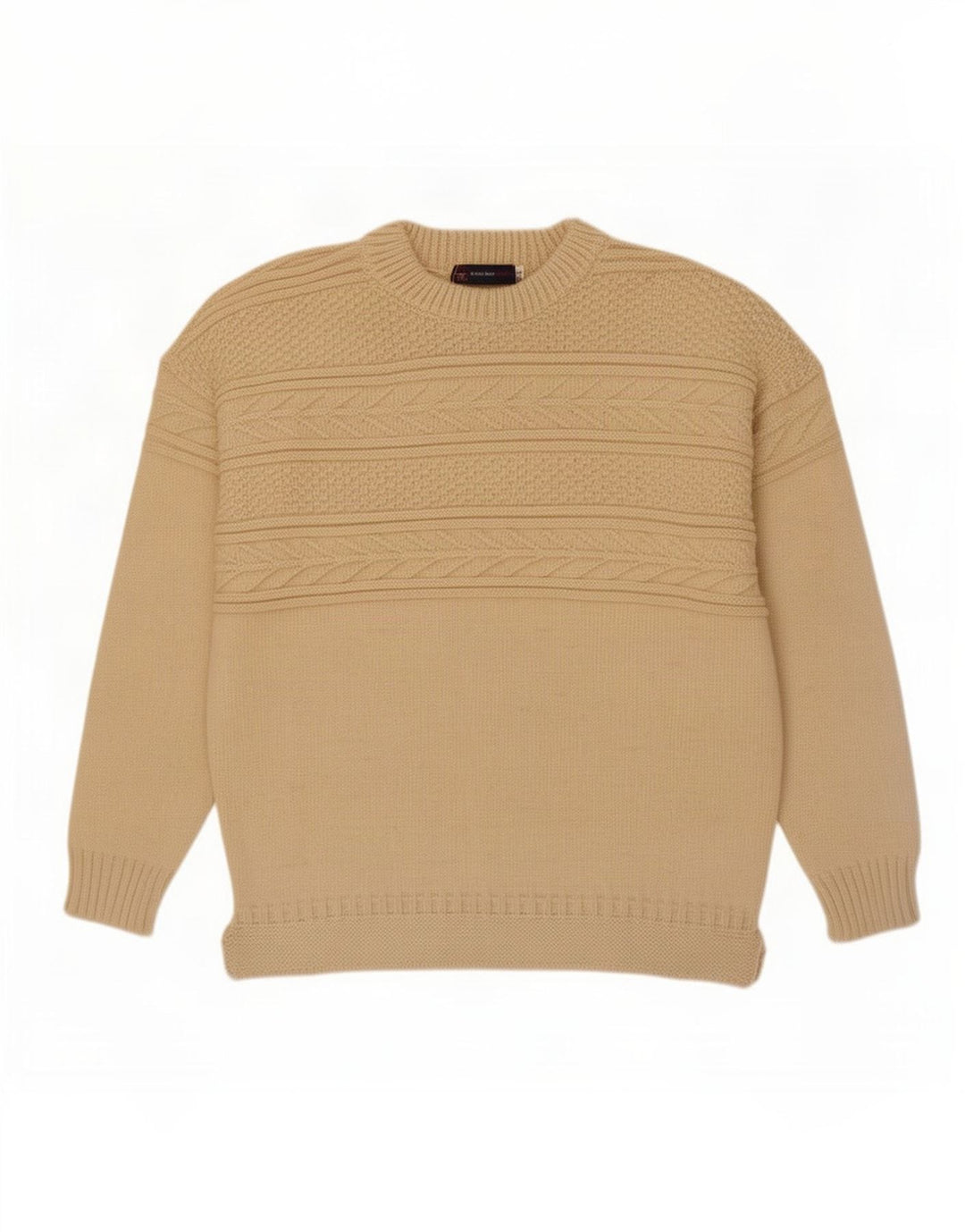 Maglione vintage da uomo con scollo a barca XL in lana bianca
