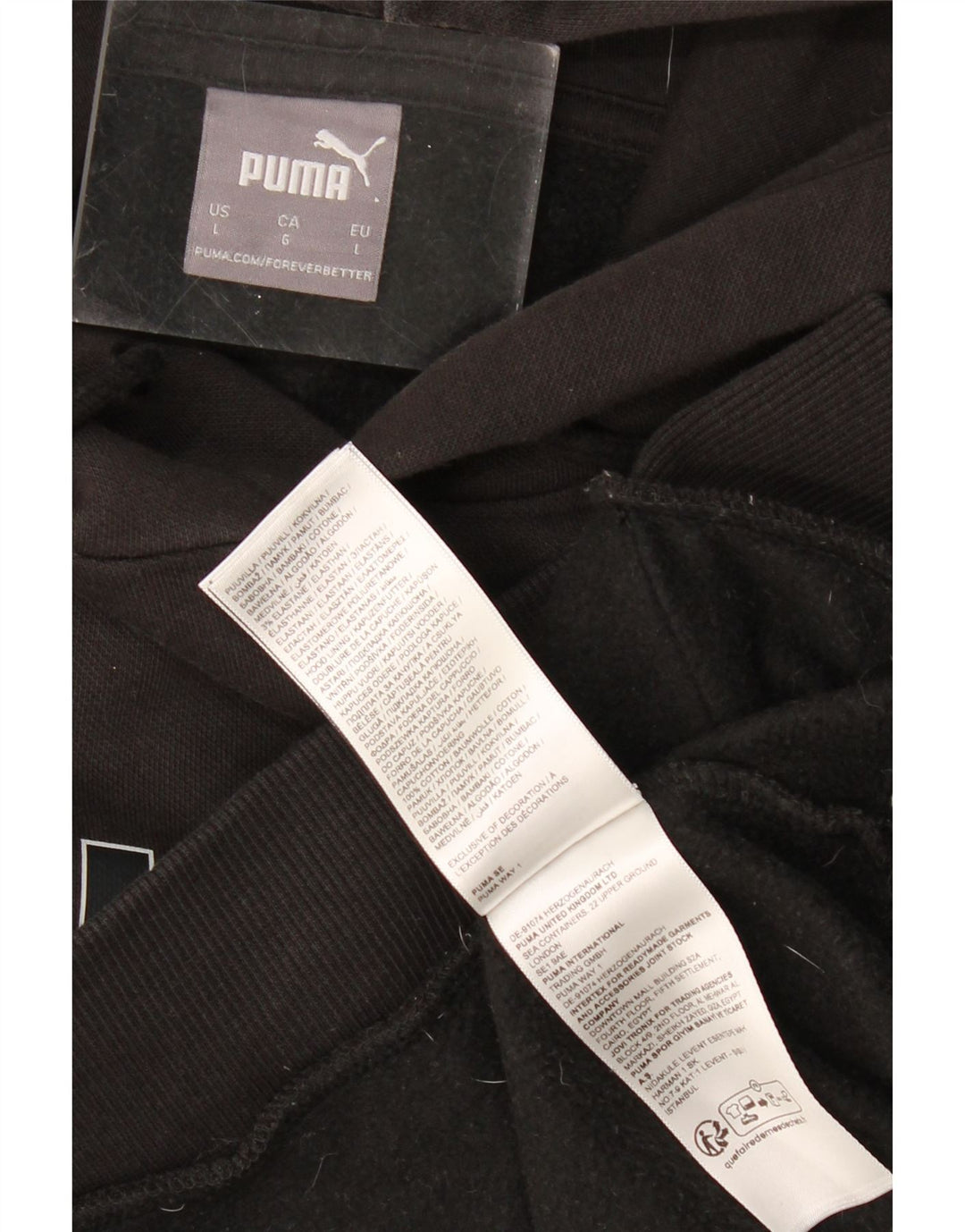 PUMA Felpa con cappuccio grafica da uomo grande in cotone nero