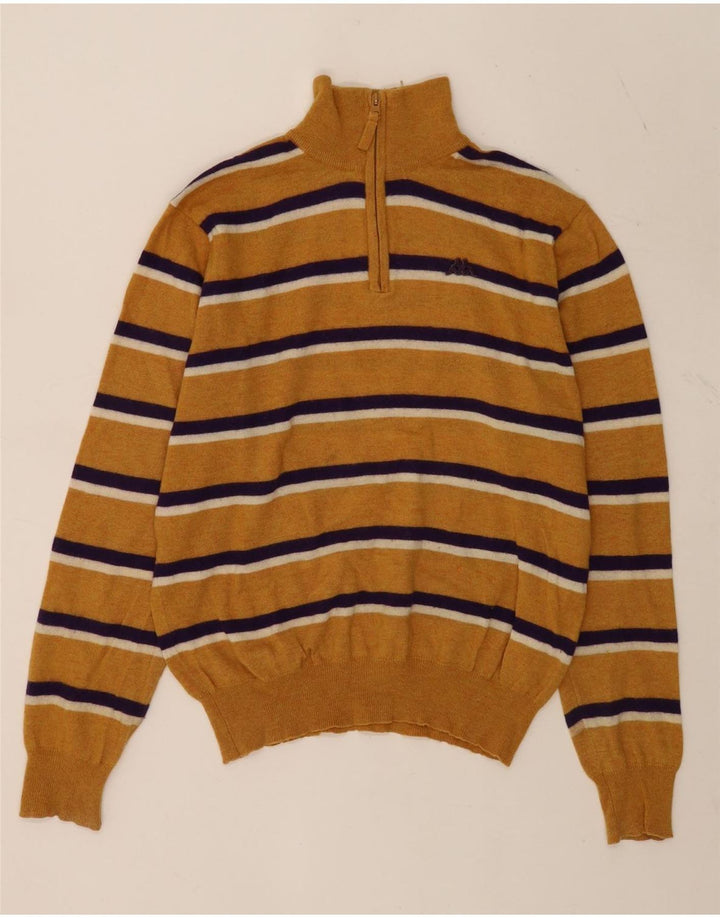 Maglione Kappa da uomo con zip e collo in lana d'agnello a righe grandi gialle