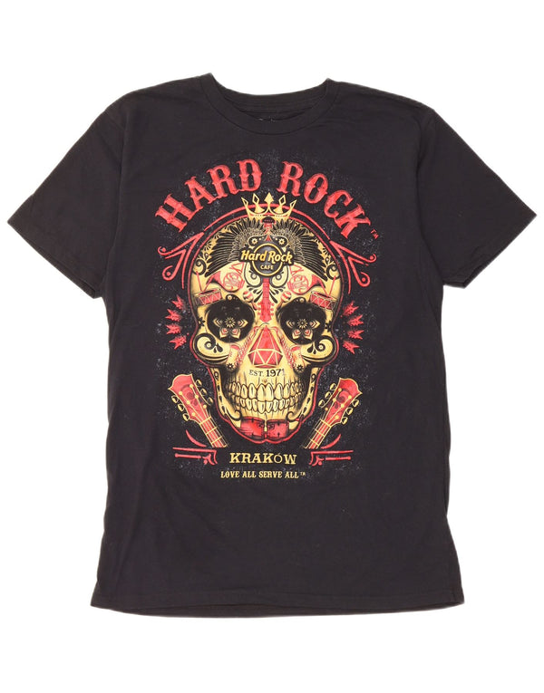 T-shirt grafica da uomo Cracovia Hard Rock Cafe Top in cotone nero medio