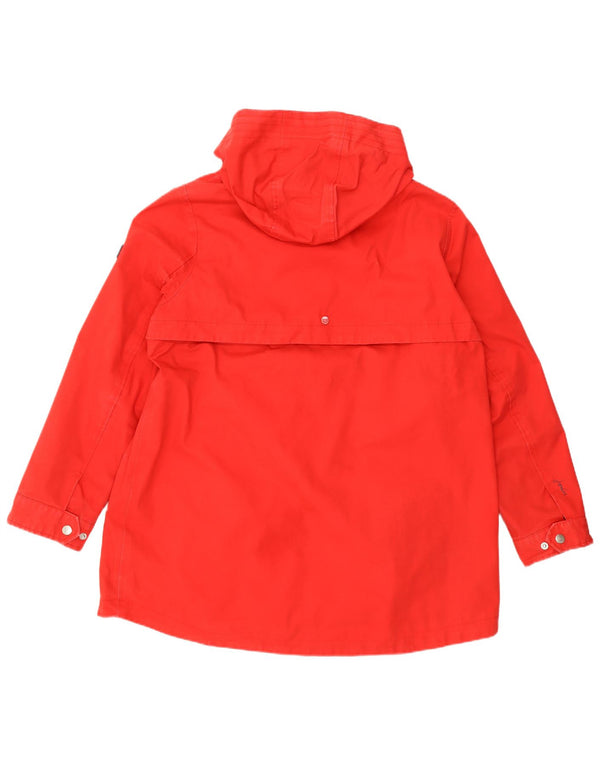 JOULES Impermeabile con cappuccio da donna UK 16 Large Rosso Cotone