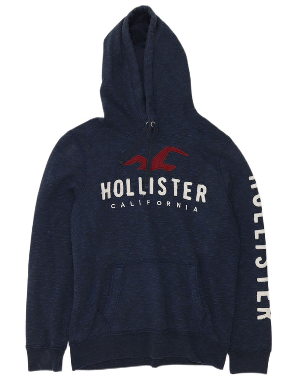 Maglione con cappuccio grafico da uomo Hollister Large in cotone chiazzato blu navy