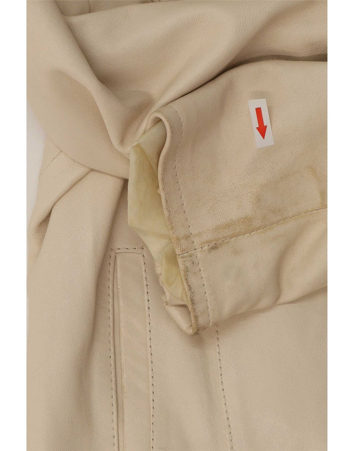 Giacca in pelle vintage da donna UK 14 beige medio