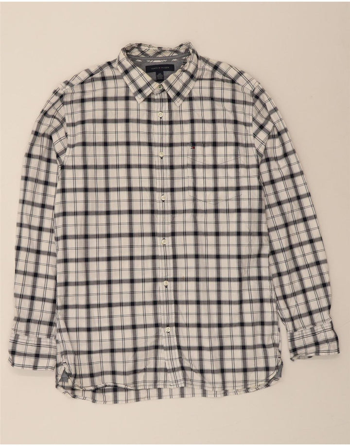 TOMMY HILFIGER Mens Custom Fit Shirt Large White Check Cotton Vintage Tommy Hilfiger and Second-Hand Tommy Hilfiger from Messina Hembry 
