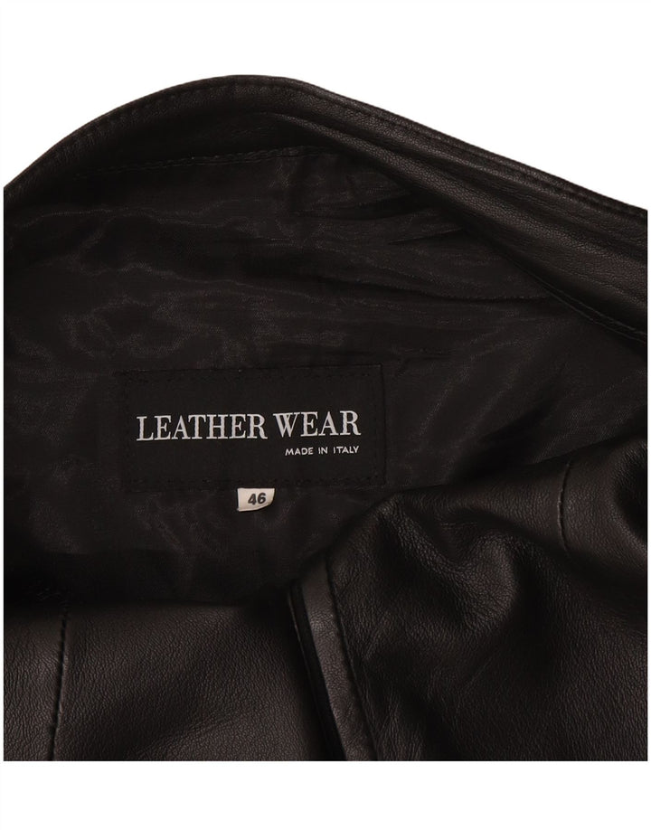 Gonna in pelle vintage da donna IT 46 grande W32 in pelle nera
