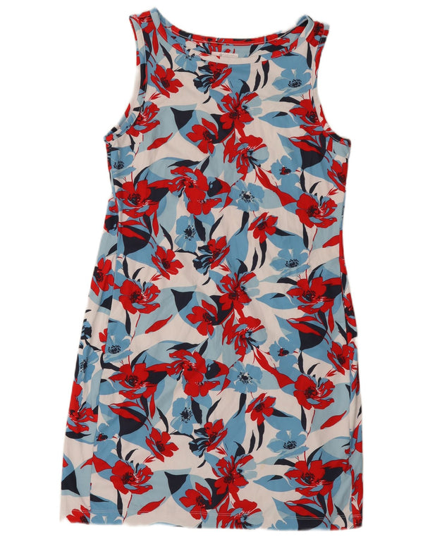 Abito tubino senza maniche Columbia da donna UK 12 Poliestere floreale blu medio