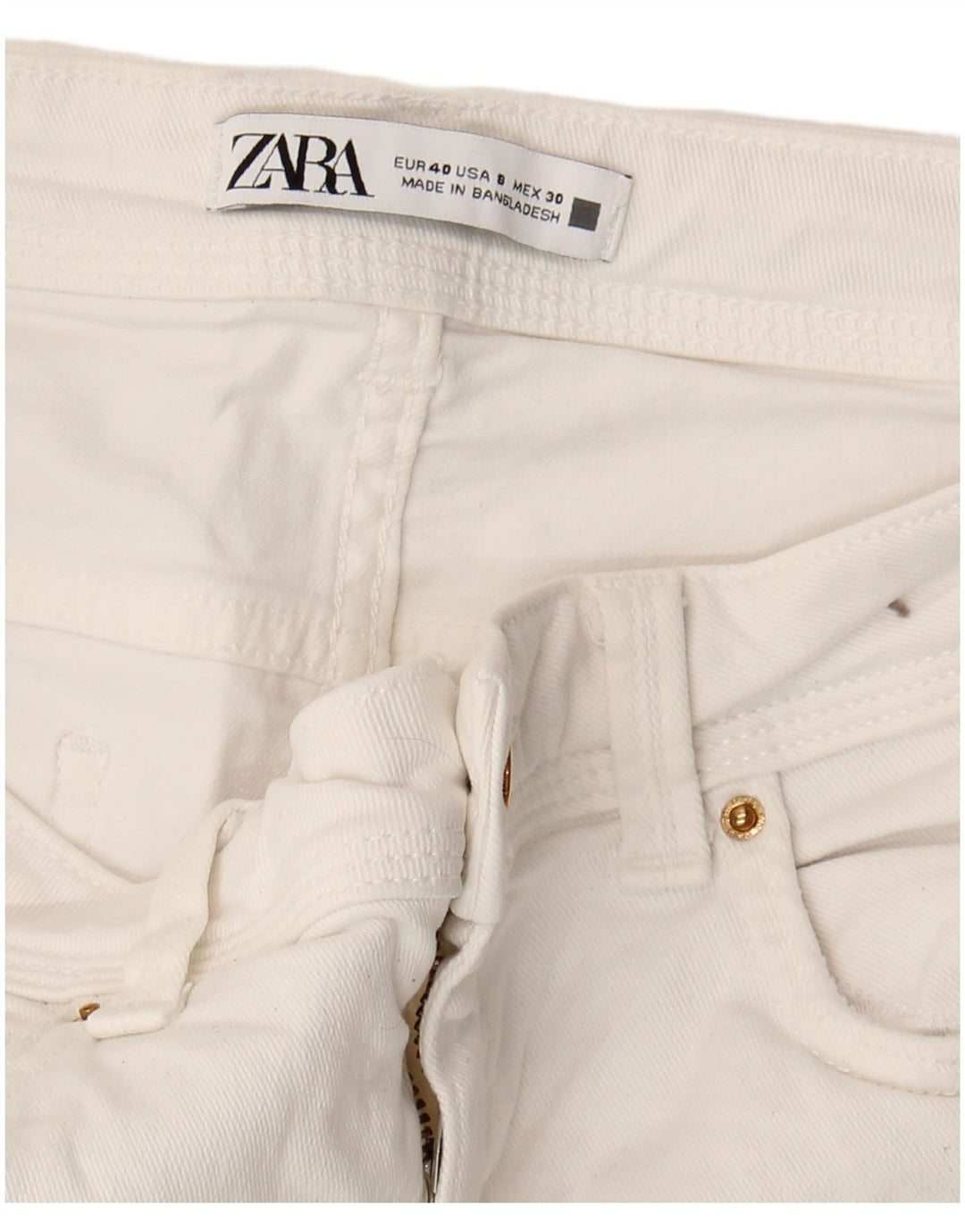 Jeans skinny corti da donna Zara EU 40 medi W30 L26 bianchi