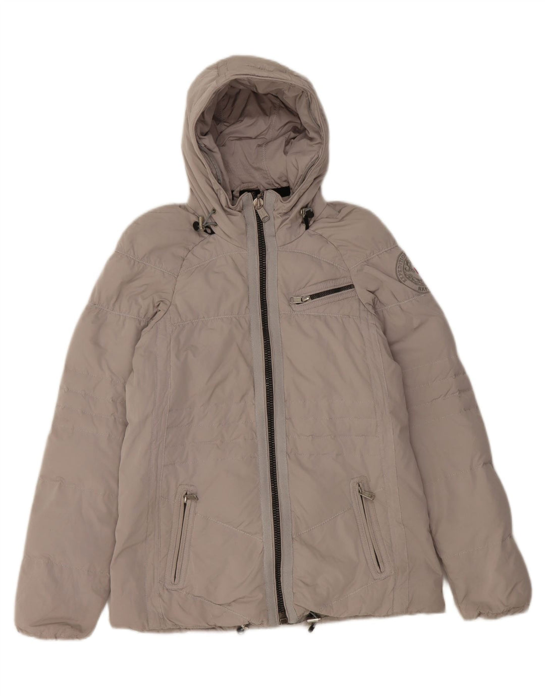 Giacca imbottita con cappuccio da donna Napapijri UK 10 Small Grigio Poliestere