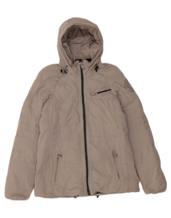 Giacca imbottita con cappuccio da donna Napapijri UK 10 Small Grigio Poliestere