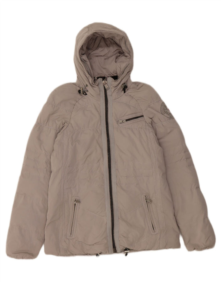 Giacca imbottita con cappuccio da donna Napapijri UK 10 Small Grigio Poliestere