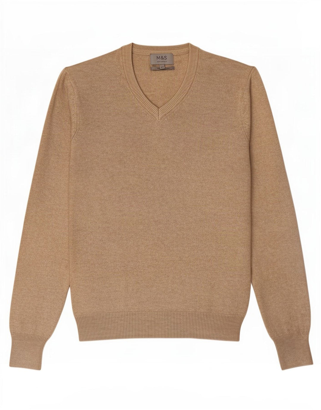 Maglione da uomo con scollo a V Marks & Spencer XS in cotone beige