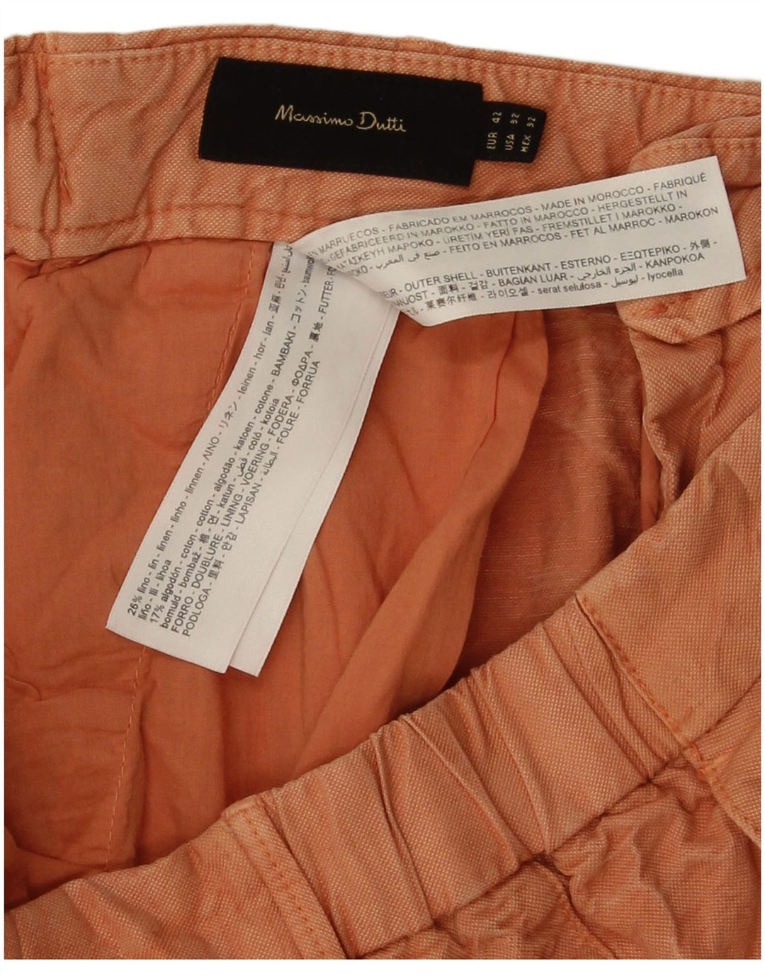 Pantaloncini chino da uomo Massimo Dutti EU 42 Large W32 Cotone arancione