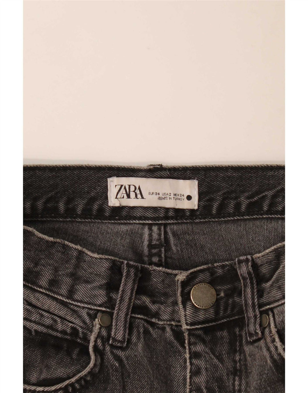 Jeans dritti invecchiati Zara da donna EU 34 2XS W24 L26 Grigio