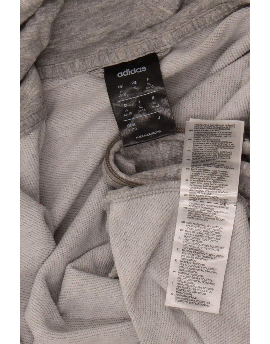 Maglione con cappuccio e zip da donna ADIDAS UK 20/22 XL Cotone screziato grigio