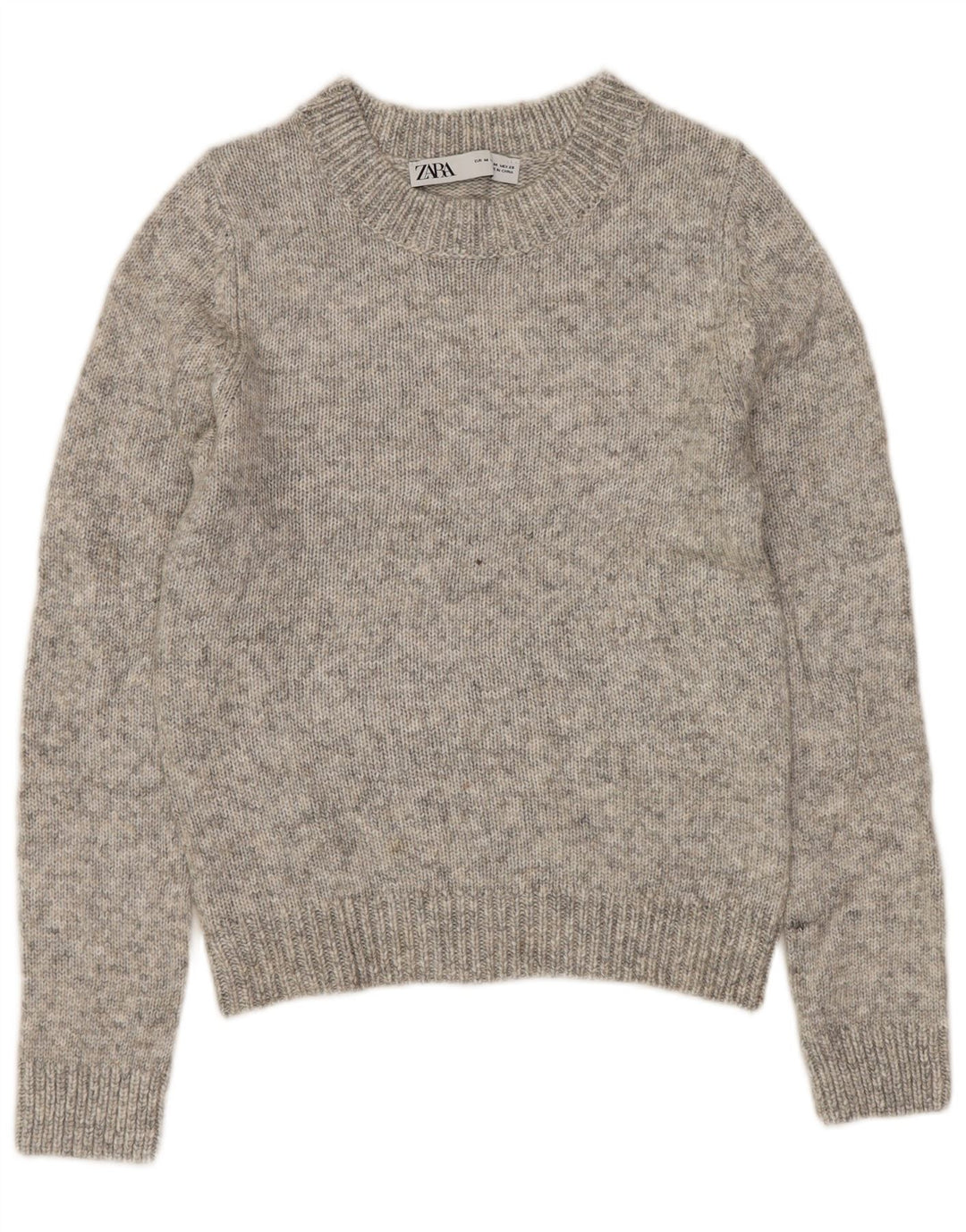 Maglione ZARA da donna girocollo corto UK 12 grigio medio screziato
