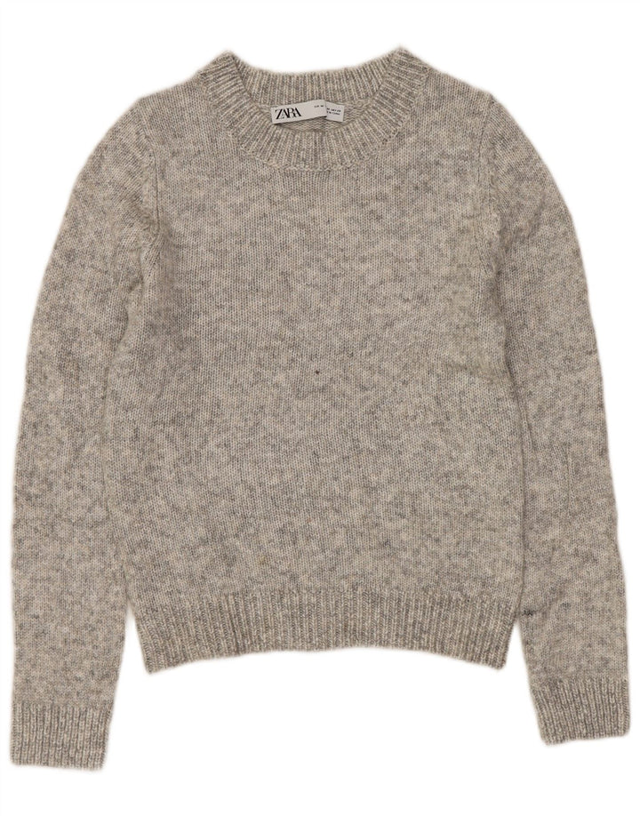 Maglione ZARA da donna girocollo corto UK 12 grigio medio screziato