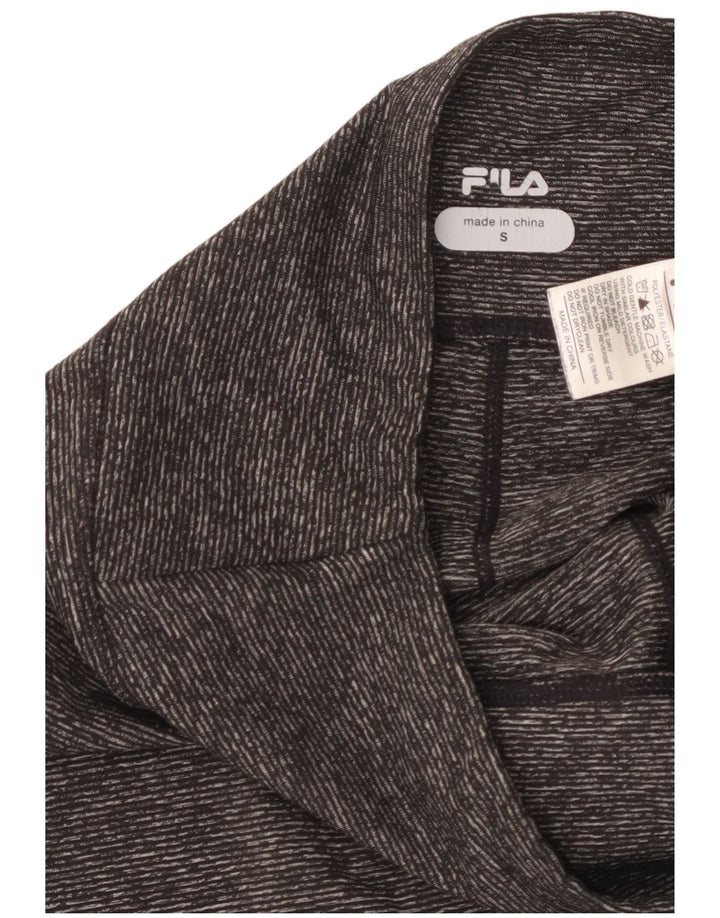 FILA Leggings Capri con grafica da donna UK 10 Piccolo poliestere gessato grigio