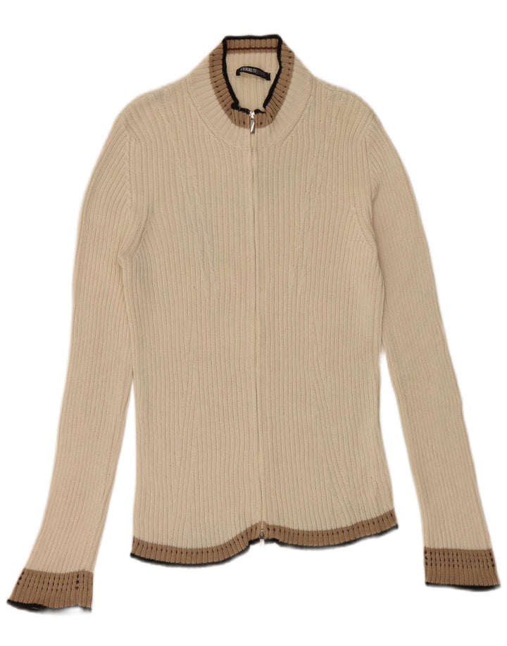 Maglione cardigan da donna CERRUTI 1881 UK 12 cotone bianco sporco medio