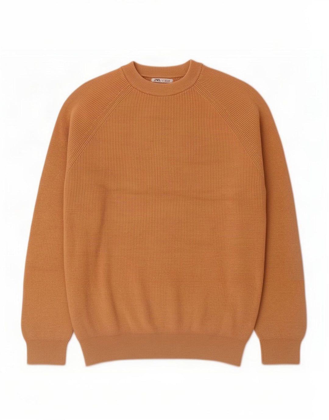 Maglione maglione girocollo da uomo Zara in cotone beige medio