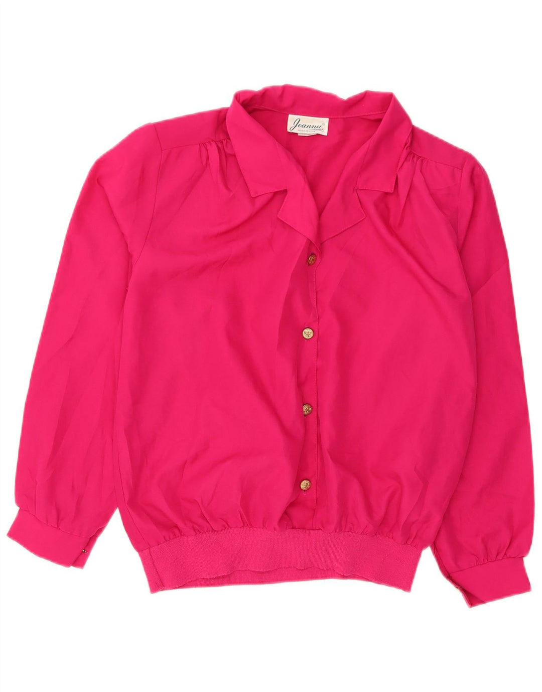 Camicetta oversize a maniche lunghe da donna vintage top US 14 XL poliestere rosa
