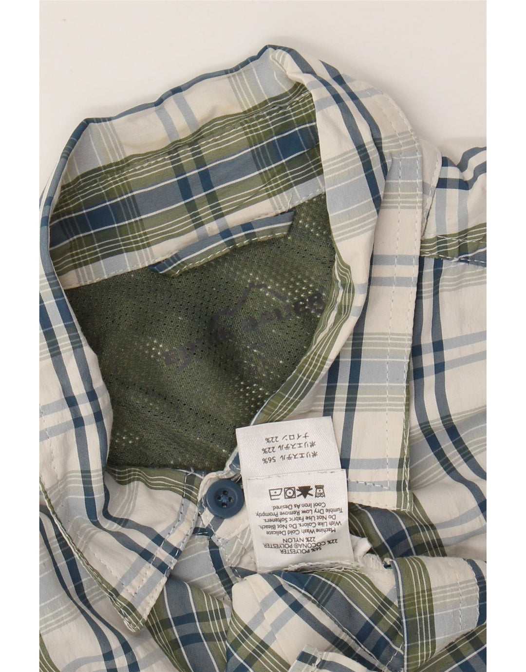EDDIE BAUER Camicia a maniche corte da uomo Poliestere a quadri kaki medio