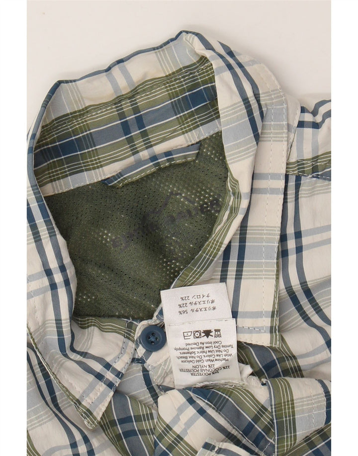 EDDIE BAUER Camicia a maniche corte da uomo Poliestere a quadri kaki medio