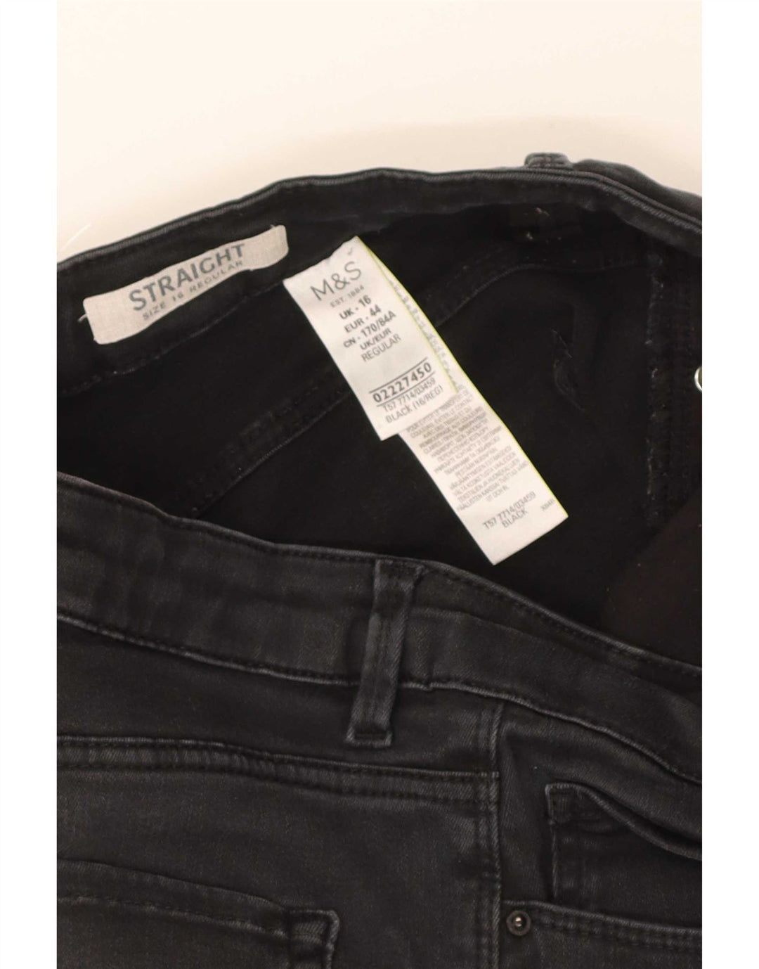 Jeans dritti regolari da donna Marks & Spencer UK 16 grandi W32 L30 neri