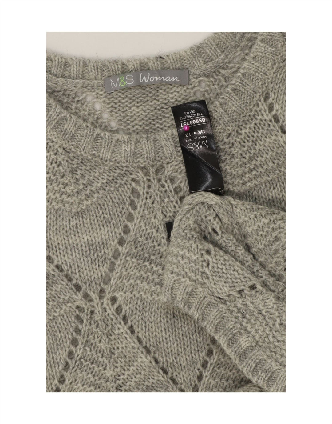 Abito maglione da donna Marks & Spencer UK 12 Grigio medio Argyle/Diamante