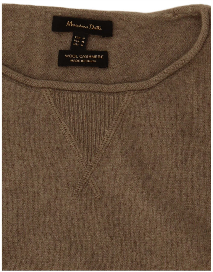 Massimo Dutti Maglione da donna con scollo a barchetta UK 14 Lana grigio medio
