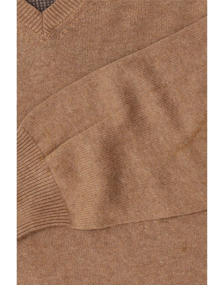 Maglione da uomo Marks & Spencer vestibilità regolare con scollo a V piccolo cotone beige