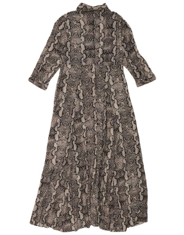 Vestito lungo Zara da donna con maniche a 3/4 UK 14 grande stampa animalier grigia