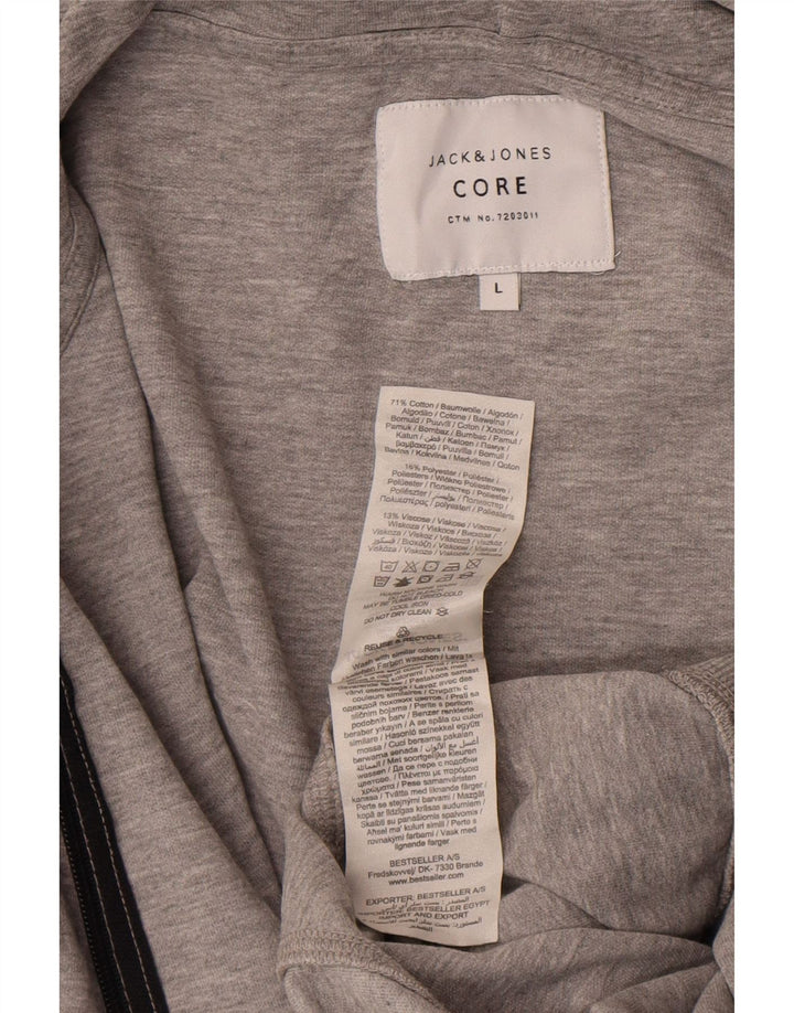Maglione con cappuccio e zip da uomo Jack & Jones grande in cotone grigio