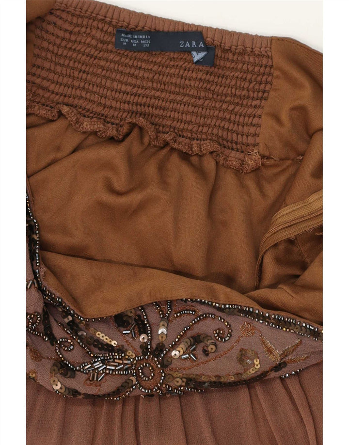Abito senza spalline da donna Zara UK 12 Marrone medio