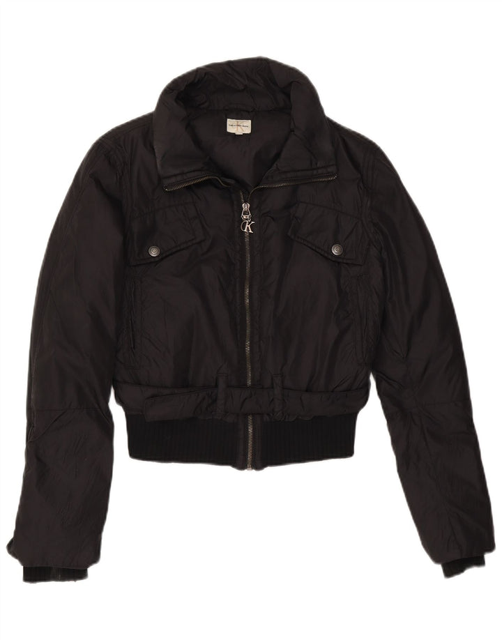 Giubbotto bomber corto da donna Calvin Klein Jeans UK 10 piccolo poliestere nero