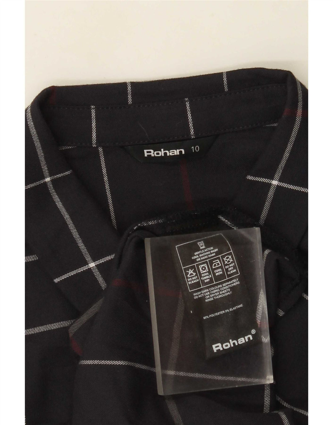 Camicia da donna Rohan UK 10 Piccolo poliestere scozzese blu navy