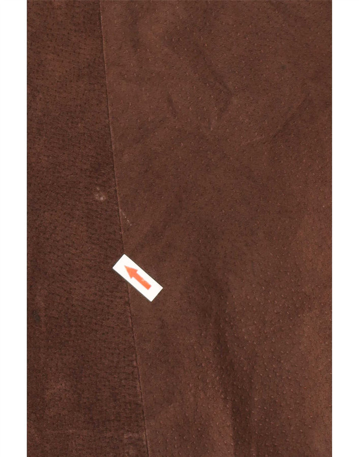 Giacca in pelle vintage da donna vestibilità ampia UK 14 Pelle marrone medio
