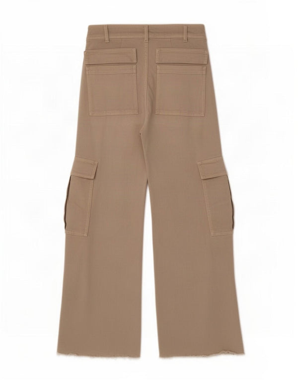 Jeans cargo a gamba larga da donna Zara a vita alta EU 36 XS W26 L28 Cotone beige