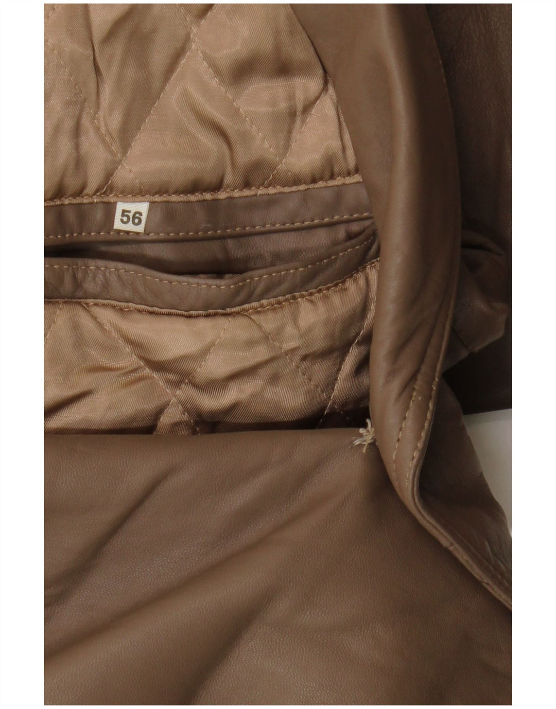 Cappotto vintage da uomo in pelle doppio petto IT 56 3XL Marrone