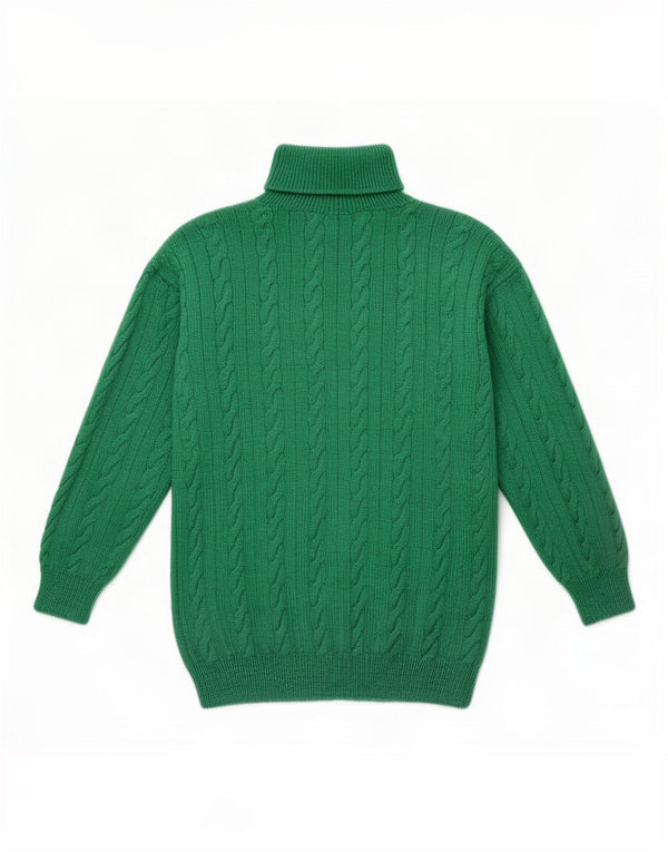 Maglione maglione vintage da donna con collo alto UK 16 grande verde