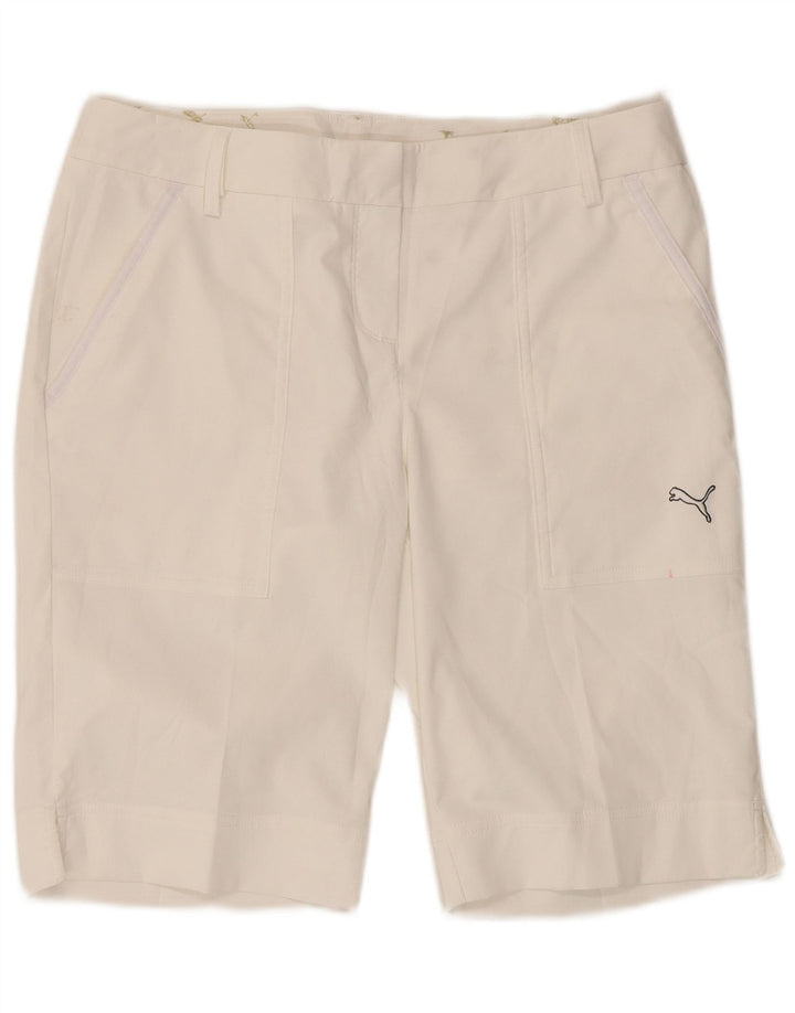 Pantaloncini chino da donna Puma UK 12 Medium W34 Poliestere bianco