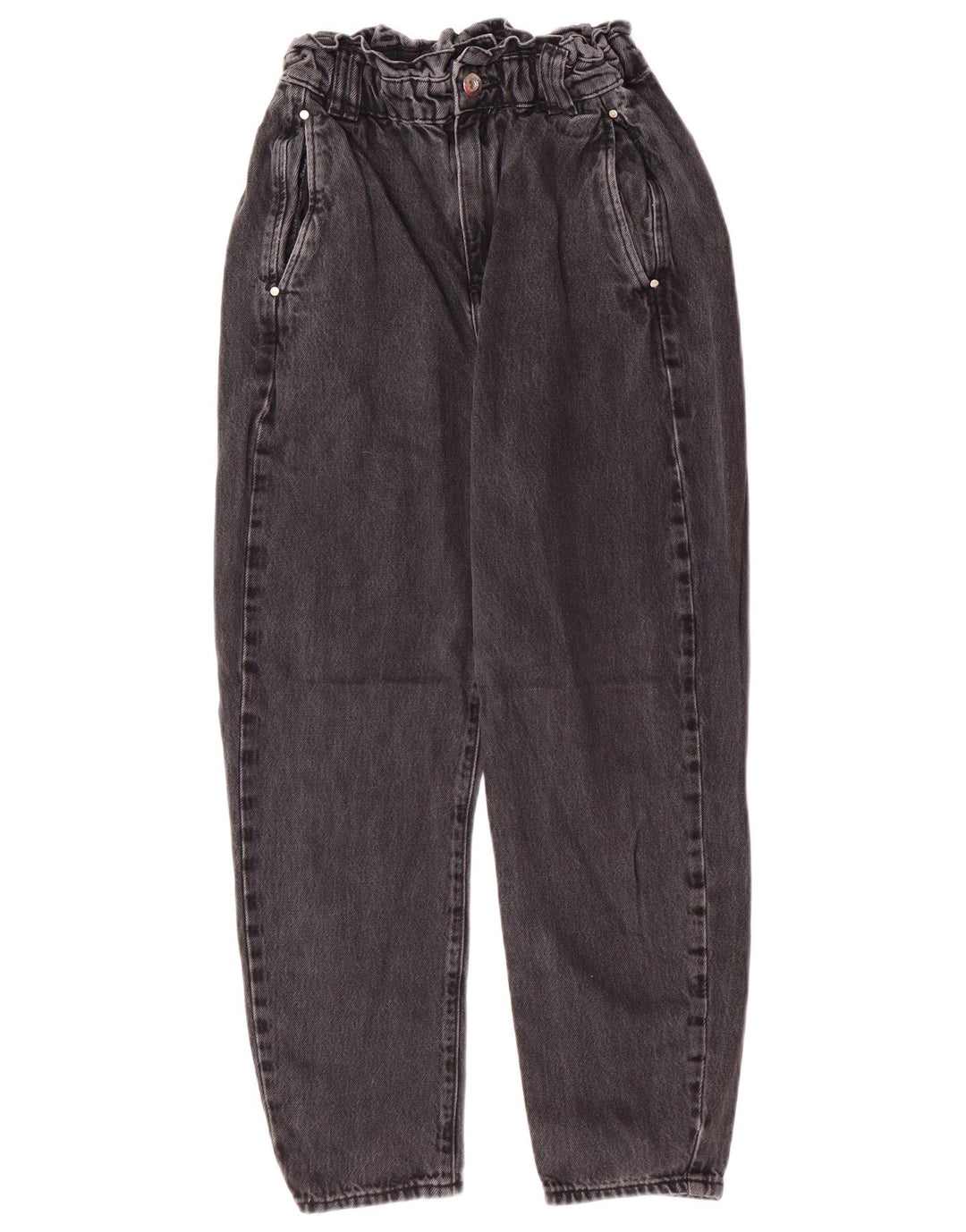 Jeans affusolati a vita alta da donna Zara EU 34 2XS W24 L25 cotone grigio moderno