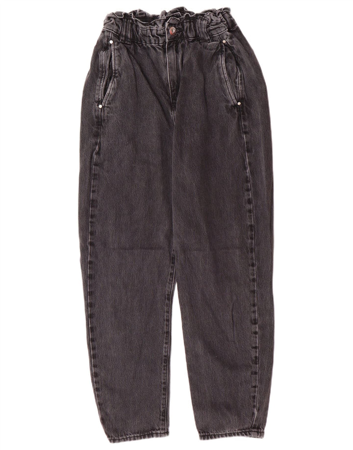 Jeans affusolati a vita alta da donna Zara EU 34 2XS W24 L25 cotone grigio moderno