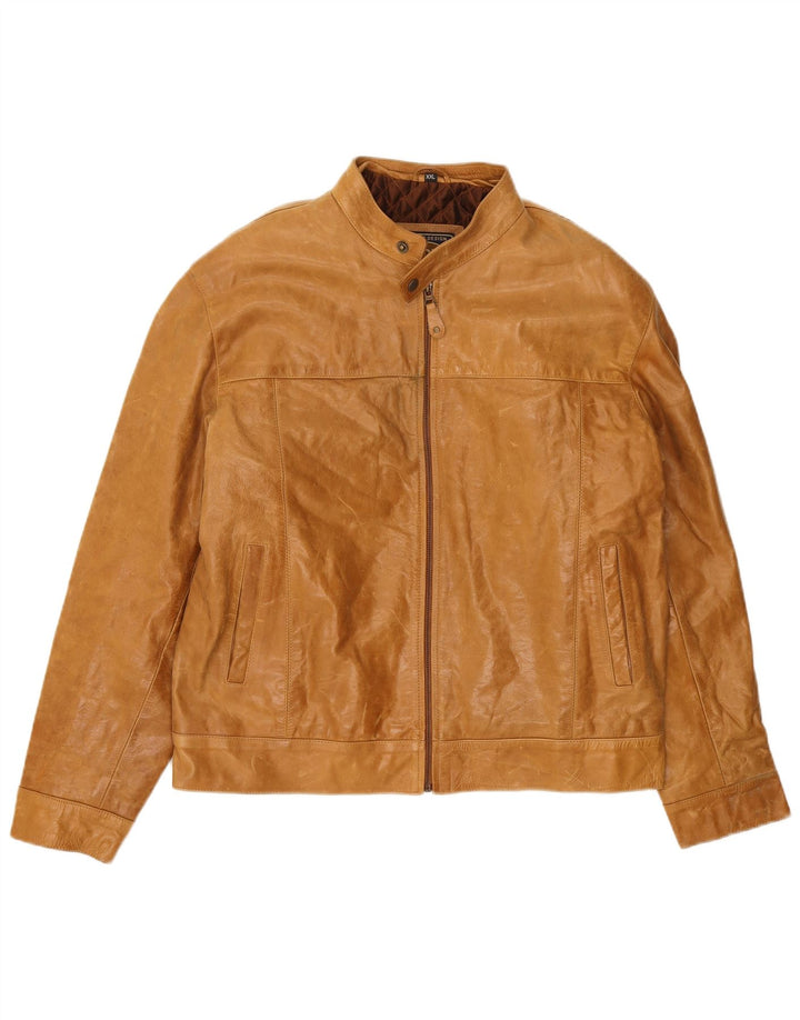 MDK Mens Leather Jacket UK 44 2XL Brown Leather