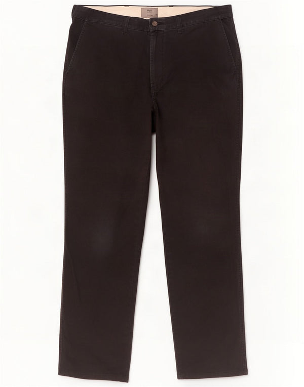 Pantaloni chino dritti da uomo Marks & Spencer W36 L33 cotone nero