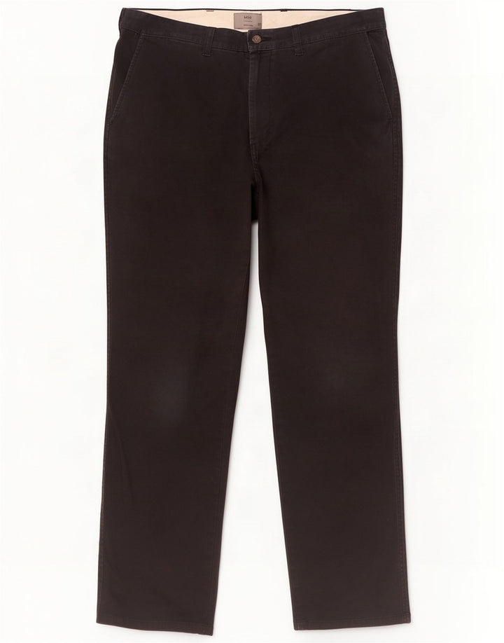 Pantaloni chino dritti da uomo Marks & Spencer W36 L33 cotone nero